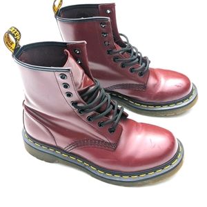 DOC MARTENS Smooth Leather Cherry Red Laceup Boots